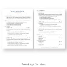 Load image into Gallery viewer, ATS Resume Template for Word. 2 Page CV Template with Cover Letter and References Templates. Professional Resume format. Curriculum Vitae
